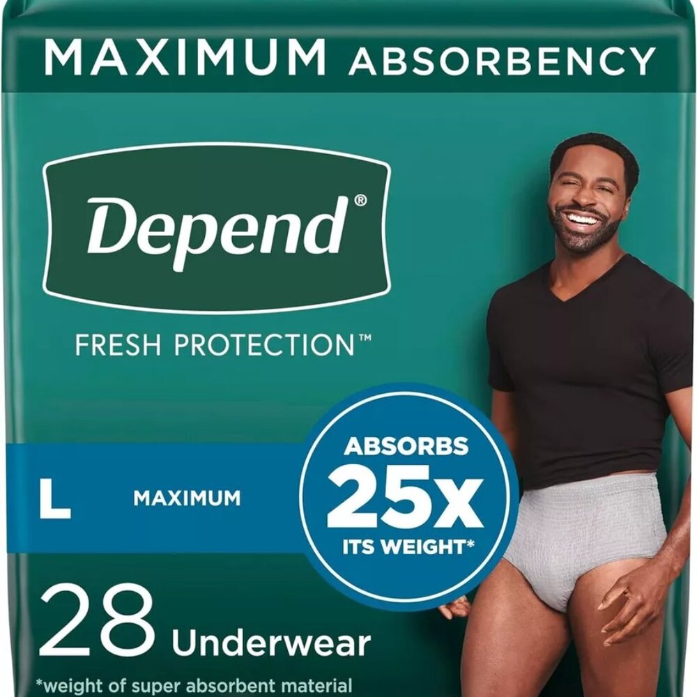 Depend Fresh Protection Adult Incontinence Underwear for Men, Maximum, L, 28Ct